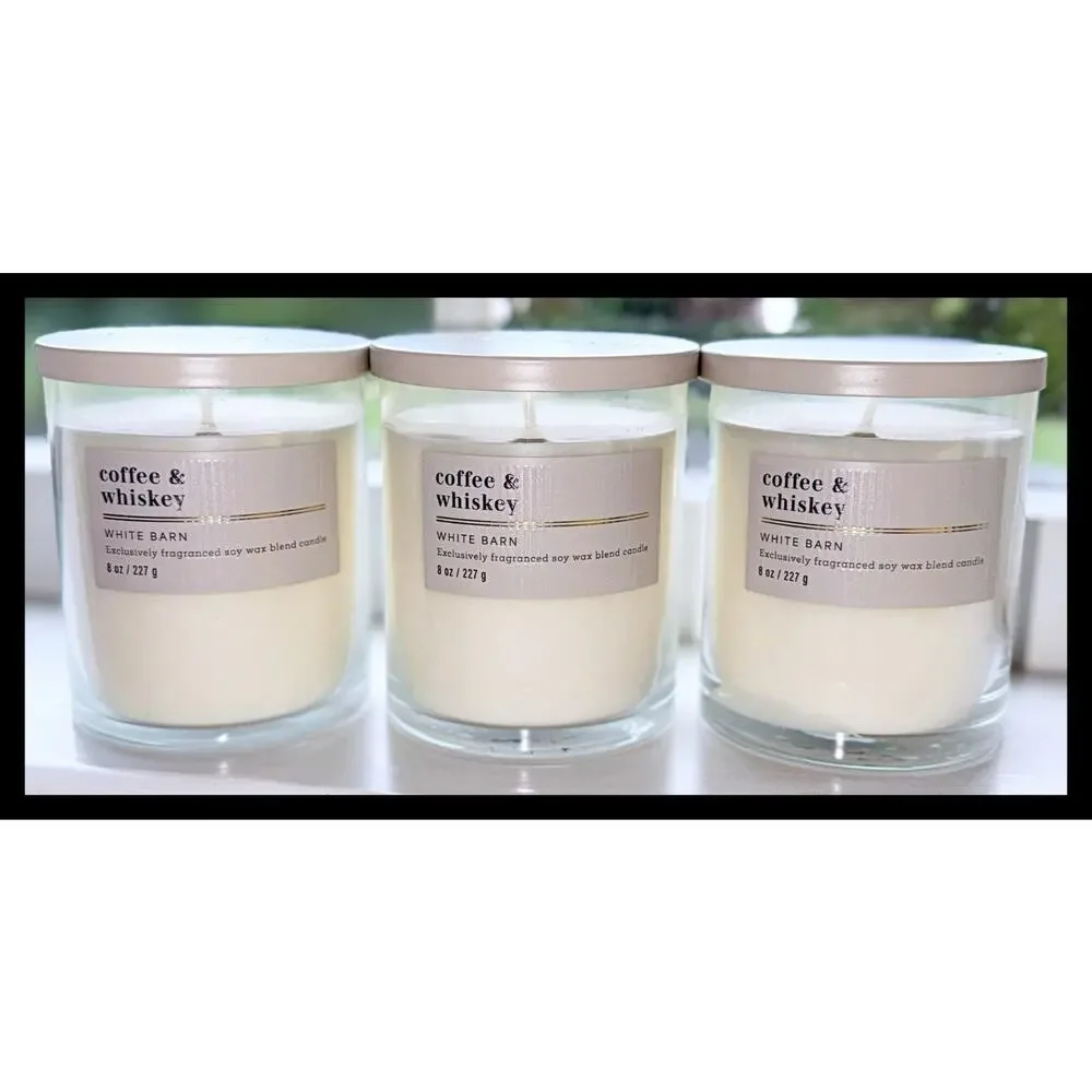 Lot of 3 Bath & Body Works Coffee & and Whiskey Single Wick Candle